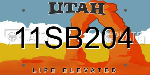 11SB204 Utah License Plate