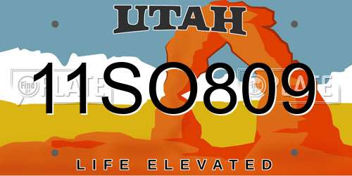 11SO809 Utah License Plate