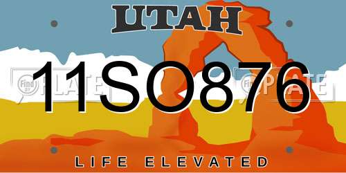 11SO876 Utah License Plate
