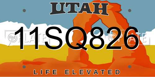 11SQ826 Utah License Plate