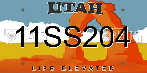 11SS204 Utah License Plate