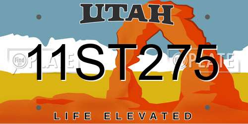 11ST275 Utah License Plate