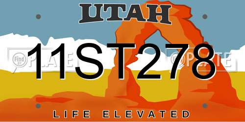 11ST278 Utah License Plate