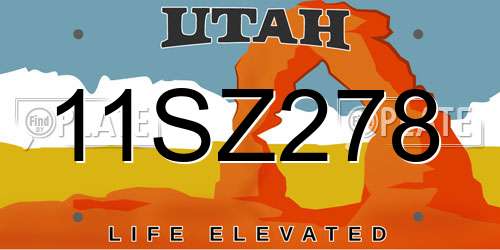 11SZ278 Utah License Plate