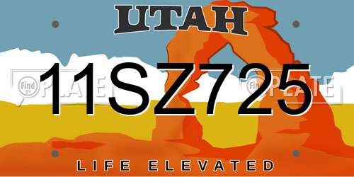 11SZ725 Utah License Plate