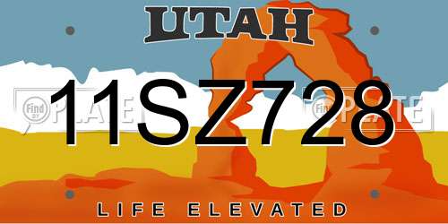 11SZ728 Utah License Plate
