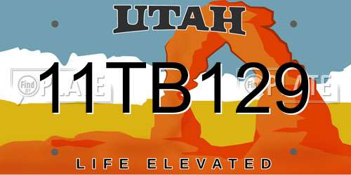 11TB129 Utah License Plate