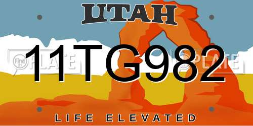 11TG982 Utah License Plate