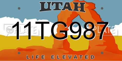 11TG987 Utah License Plate