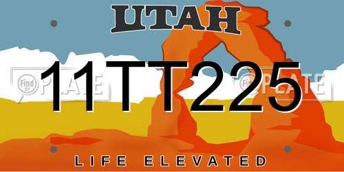 11TT225 Utah License Plate