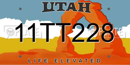 11TT228 Utah License Plate