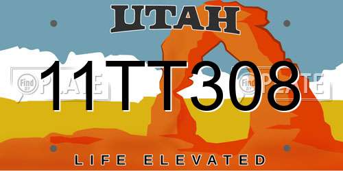 11TT308 Utah License Plate