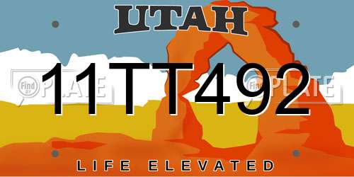 11TT492 Utah License Plate