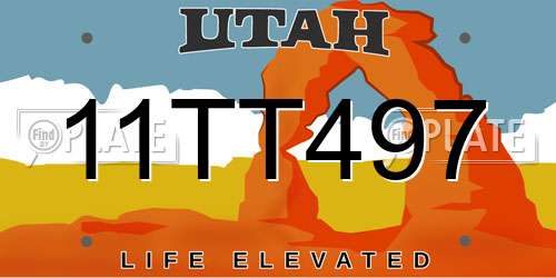 11TT497 Utah License Plate