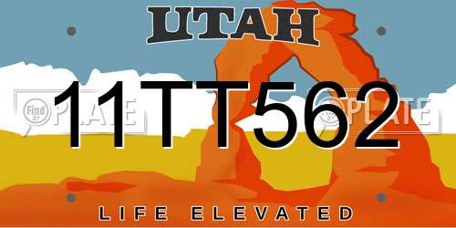 11TT562 Utah License Plate