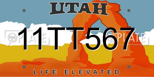 11TT567 Utah License Plate