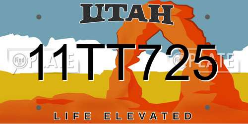 11TT725 Utah License Plate