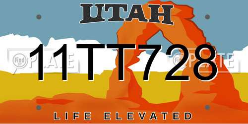 11TT728 Utah License Plate