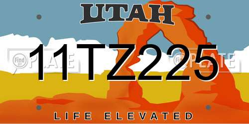 11TZ225 Utah License Plate