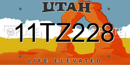 11TZ228 Utah License Plate