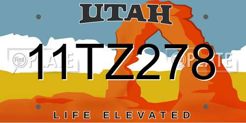 11TZ278 Utah License Plate