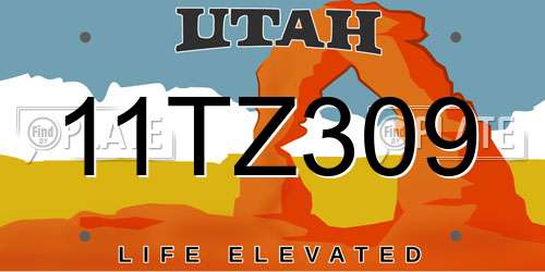 11TZ309 Utah License Plate