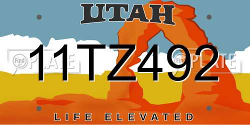 11TZ492 Utah License Plate