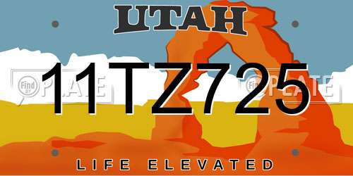 11TZ725 Utah License Plate