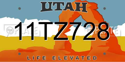 11TZ728 Utah License Plate