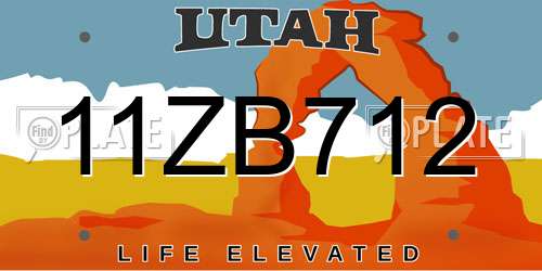 11ZB712 Utah License Plate