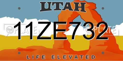 11ZE732 Utah License Plate