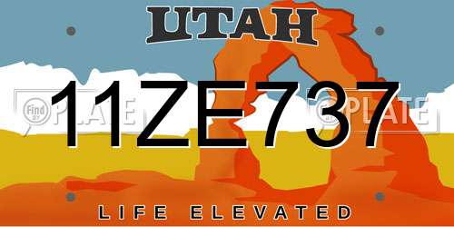 11ZE737 Utah License Plate