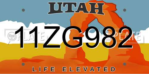 11ZG982 Utah License Plate