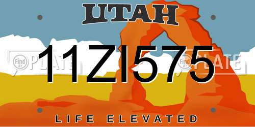 11ZI575 Utah License Plate