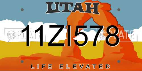 11ZI578 Utah License Plate
