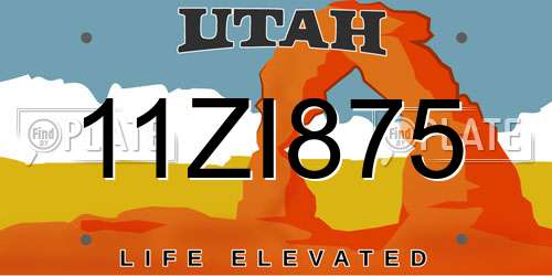 11ZI875 Utah License Plate