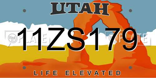 11ZS179 Utah License Plate
