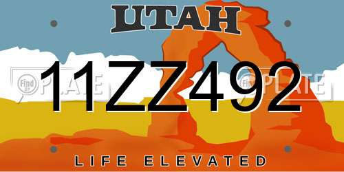 11ZZ492 Utah License Plate
