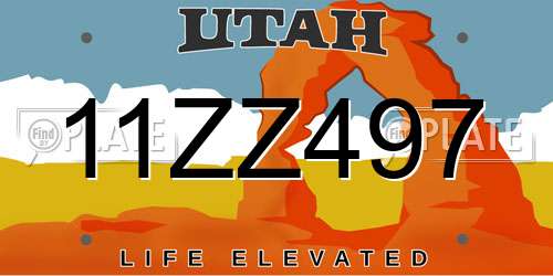 11ZZ497 Utah License Plate