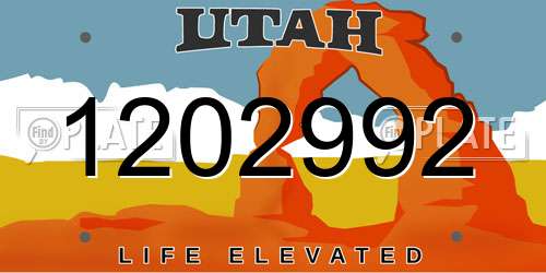 1202992 Utah License Plate