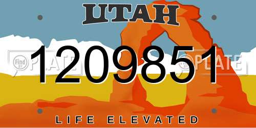 1209851 Utah License Plate