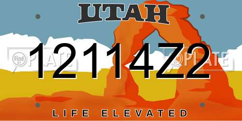 12114Z2 Utah License Plate