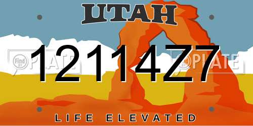 12114Z7 Utah License Plate