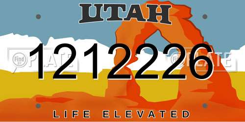 1212226 Utah License Plate