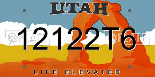 12122T6 Utah License Plate