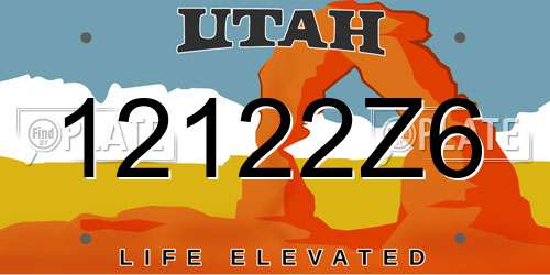 12122Z6 Utah License Plate