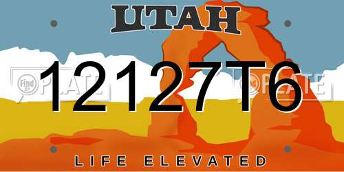 12127T6 Utah License Plate