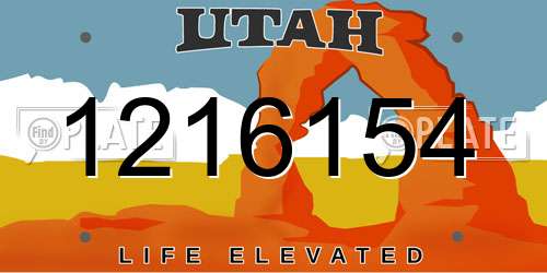 1216154 Utah License Plate