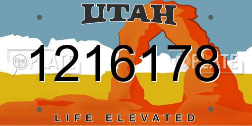 1216178 Utah License Plate