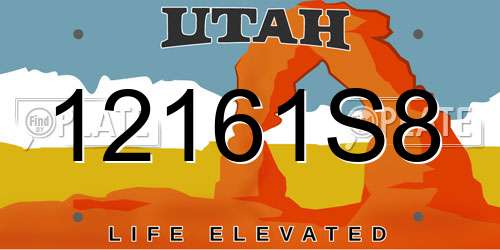 12161S8 Utah License Plate